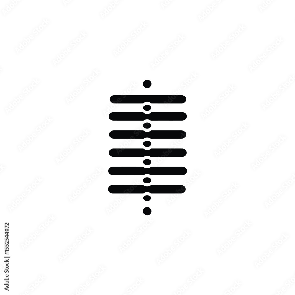 Poster minimalist black and white illustration of horizontal lines with dots in vertical alignment