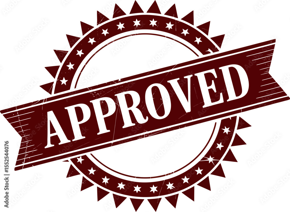 Poster Approved stamp vector image for business approval and quality control with a red seal design editable stock vector illustration