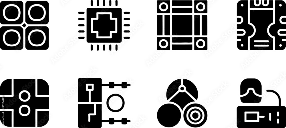 Poster set of technology icons vector illustration for web design and mobile app development resource desig