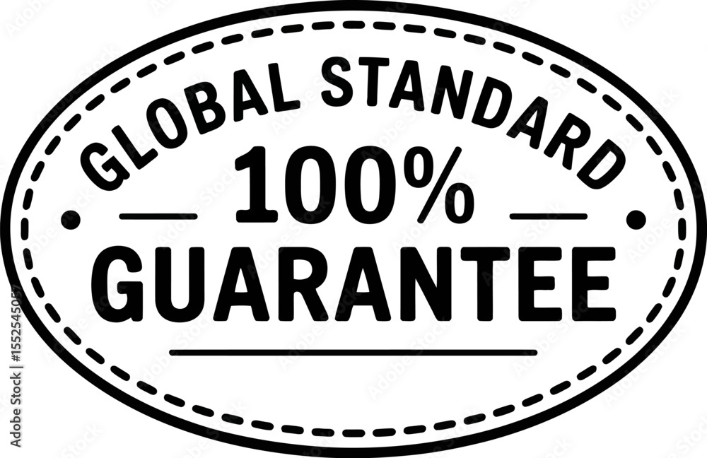 Poster global standard guarantee badge vector design for quality assurance and trust mark certification lab