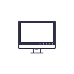 Monitor Screen Illustration Flat Design Computer Display, Technology Icon on White Background