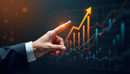 businessman drawing graph