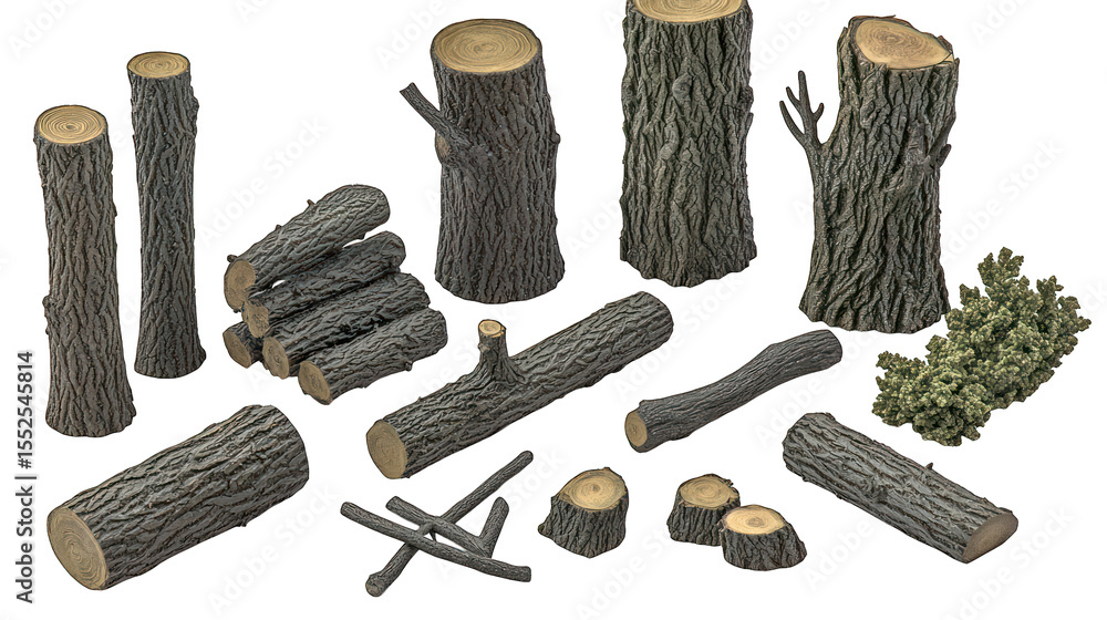 Poster assorted cuts of lumber with varied textures and shapes