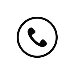 Phone receiver icon in a black circle on transparent background call sign design