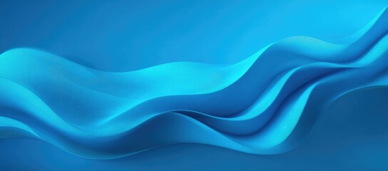 Obraz premium Abstract blue waves flow across a solid background. The smooth curves create a sense of motion and tranquility