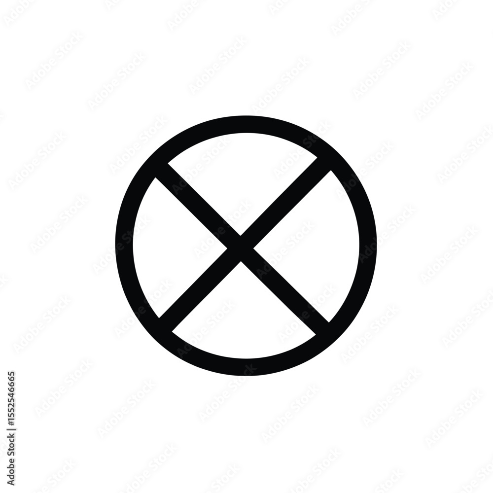 Poster round shape with black cross line silhouette on transparent background