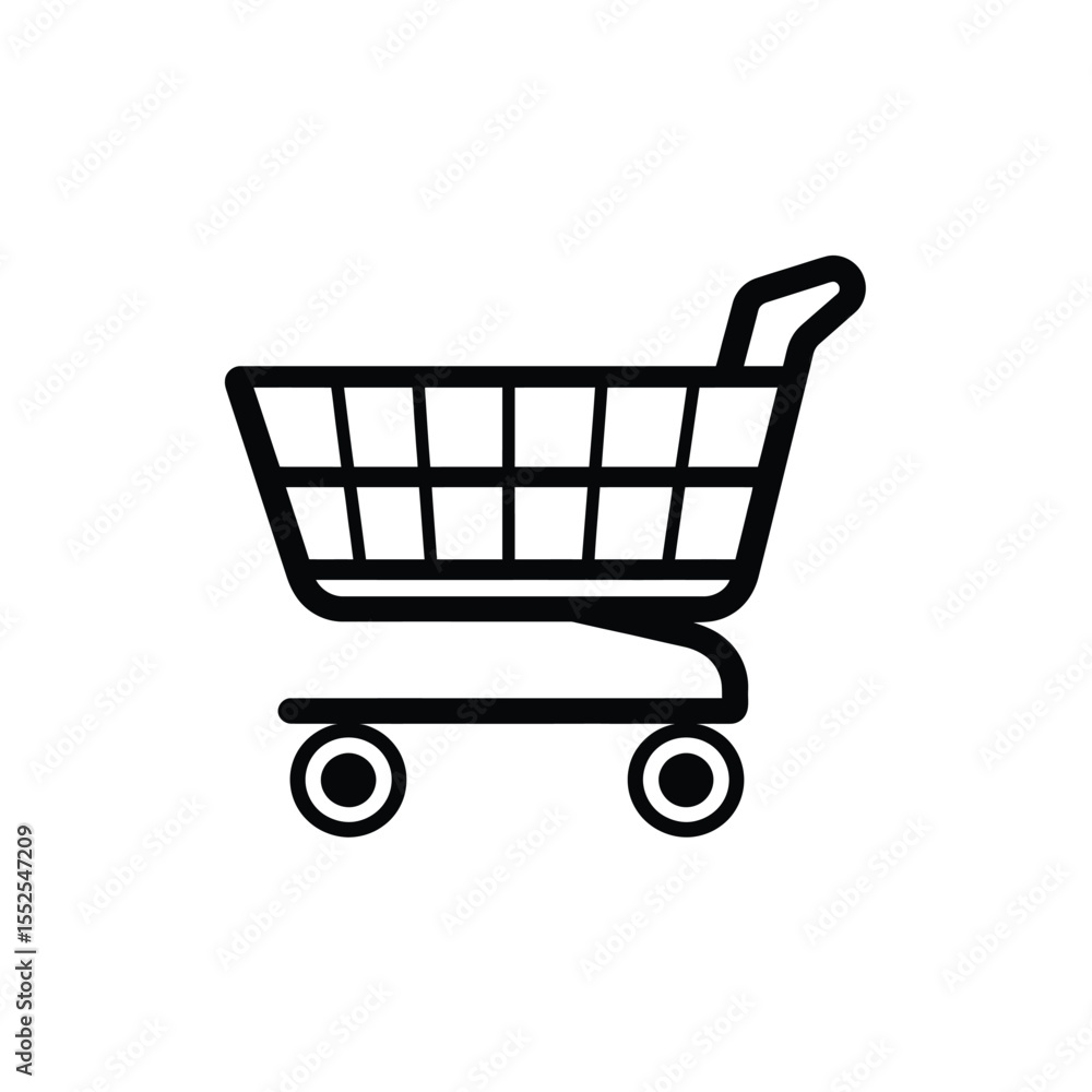 Poster shopping cart simple outline icon with transparent background design