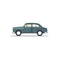 Fototapeta premium Side View of Vintage Car with a Teal Body and White Wheels Illustration