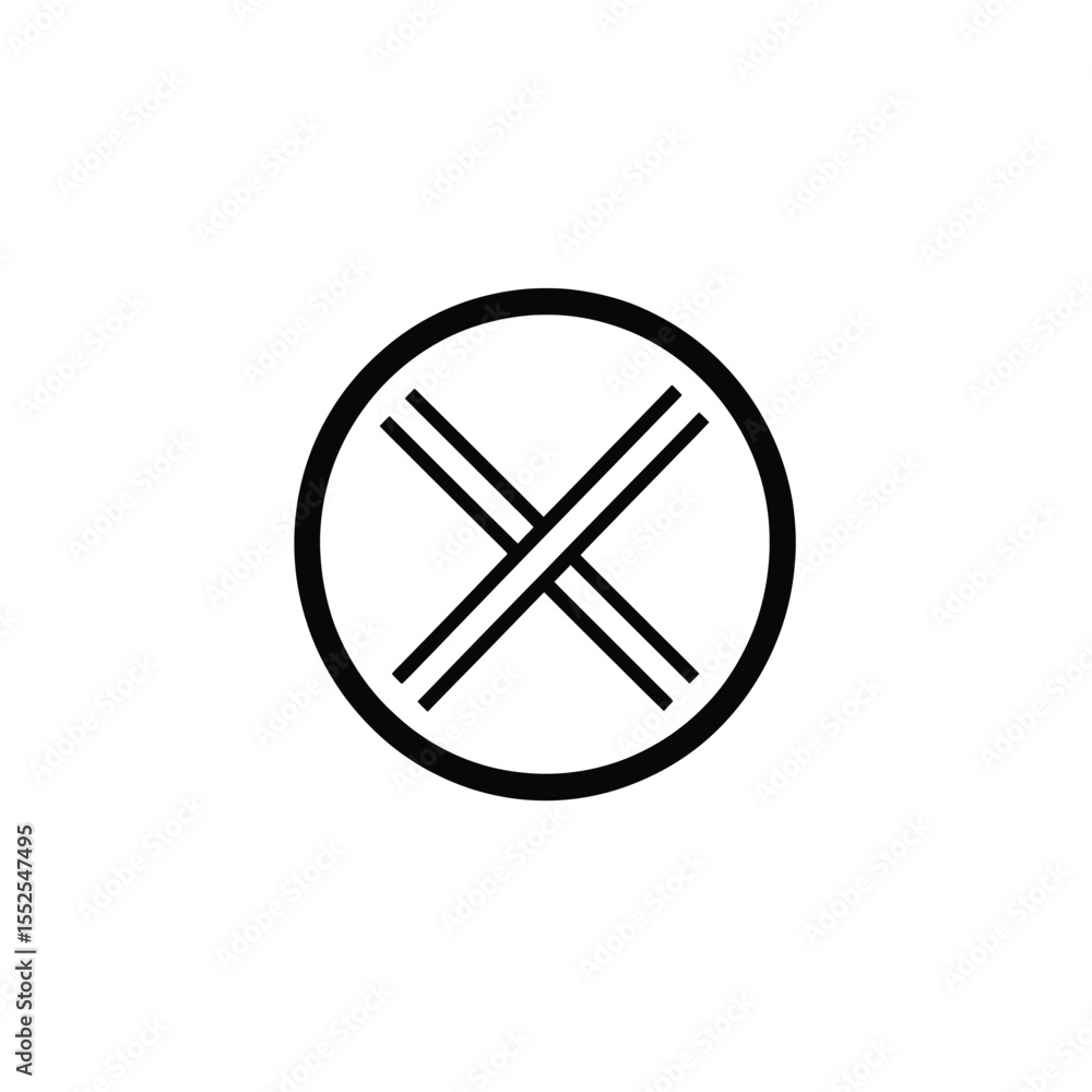 Aufkleber simple abstract black x symbol encased in circular border on transparent backdrop