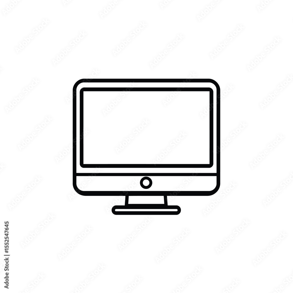 Poster simple black and white computer monitor icon for website or presentation design