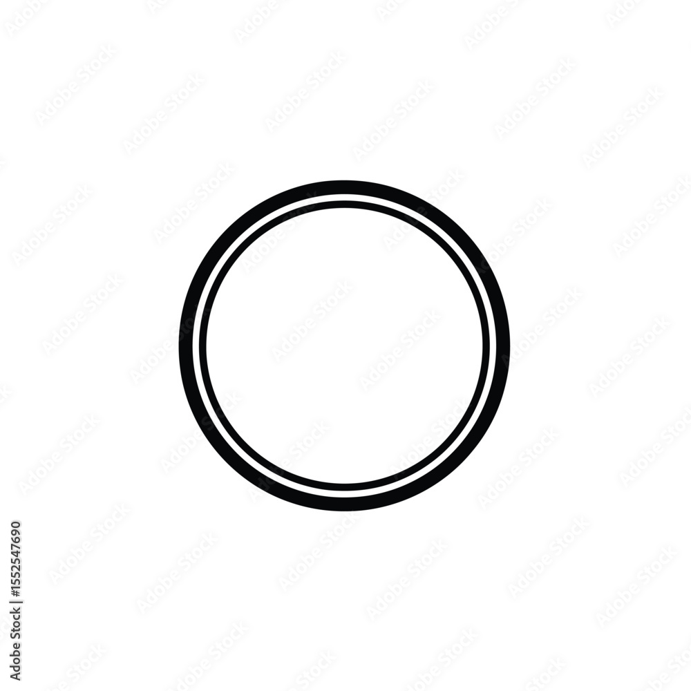 Poster simple black and white double line circle design element on a white background