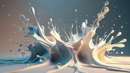 Dynamic White Paint Splash with Liquid Texture