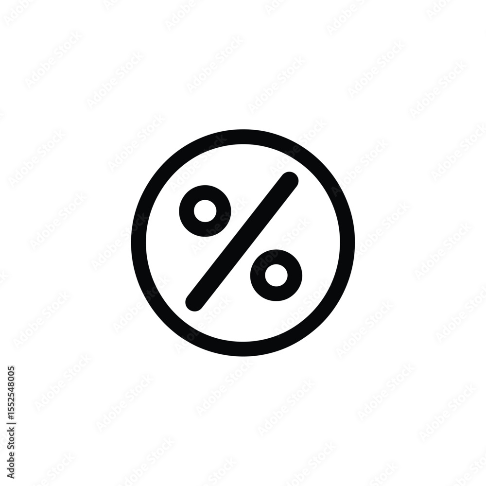 Poster simple black percentage symbol in circle design on transparent background