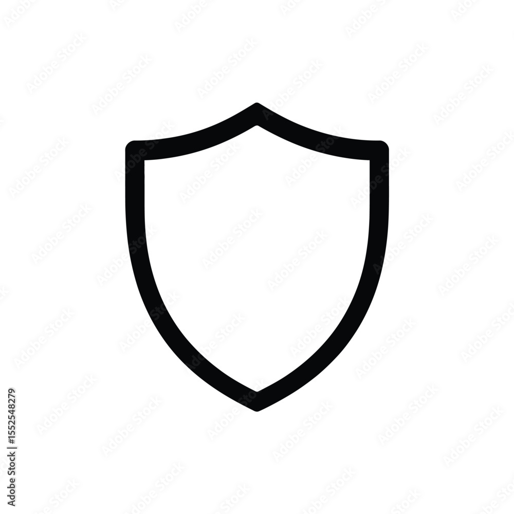 Poster simple shield icon with black outline on transparent background isolated