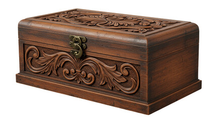Wooden Carved Box Antique Treasure Ornate Container Storage