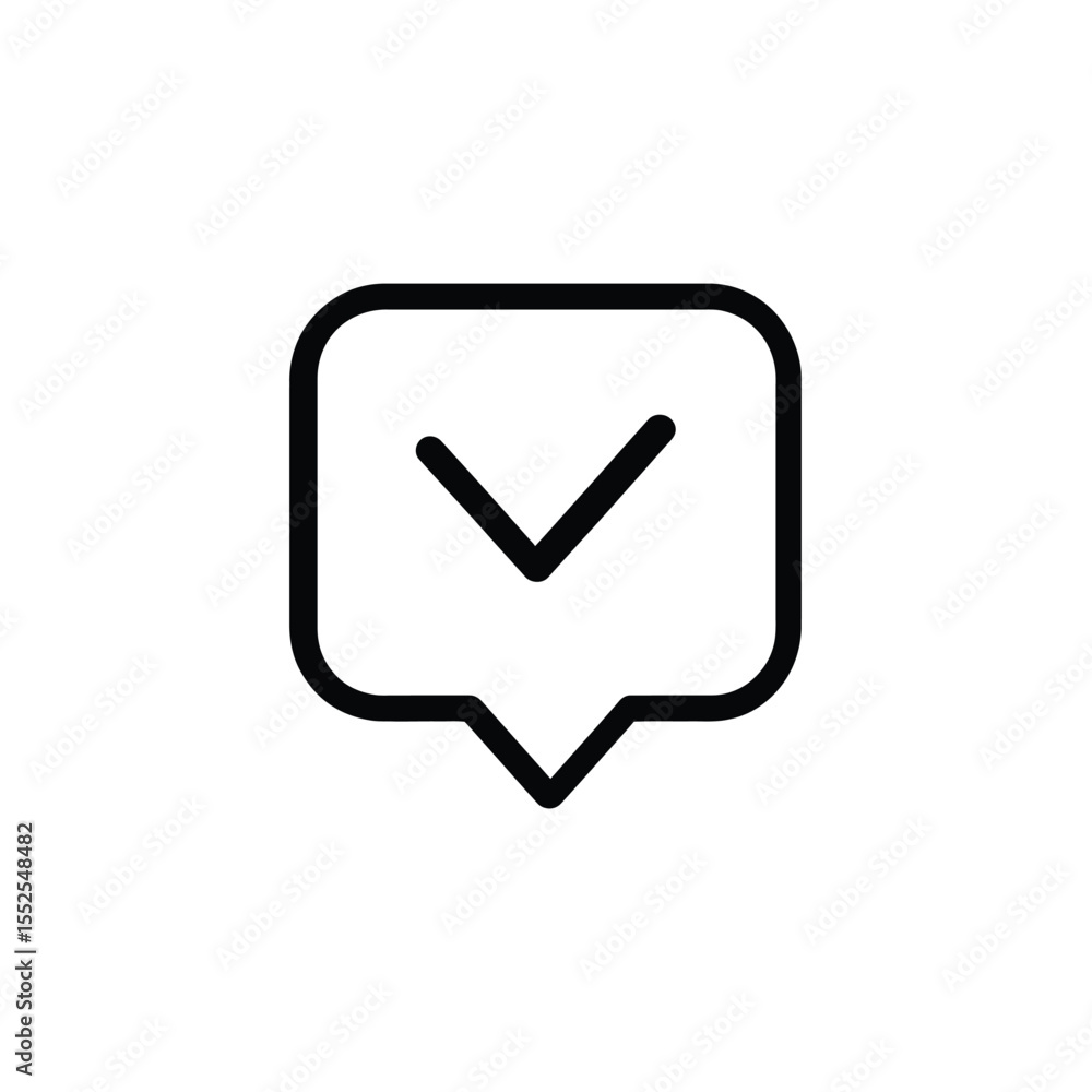 Aufkleber speech bubble with check mark in black on transparent background icon