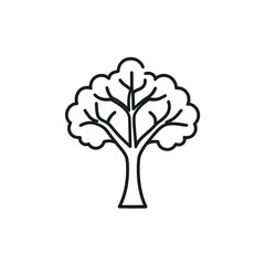 Stylized Outline Illustration of a Simple Deciduous Tree with Visible Branches and Trunk