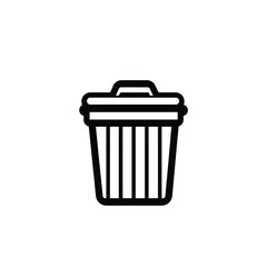 Trashcan Outline Icon, Trash Bin Symbol, Waste Container Pictogram on Transparent