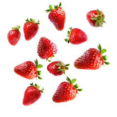 A group of strawberries against a transparent background