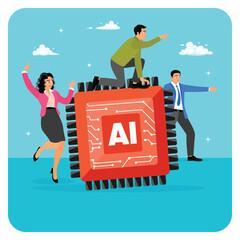 Embrace AI. People Carry AI Processing Chip to Help and Support Work.
