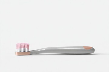 Gray toothbrush with pink bristles