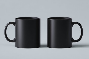 Two matte black mugs, side-by-side (1)