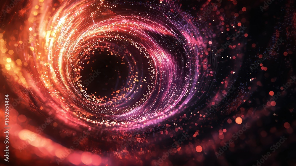 Poster Dynamic abstract technology swirl of glowing lines digital realm 3d visualization cosmic environment close-up view