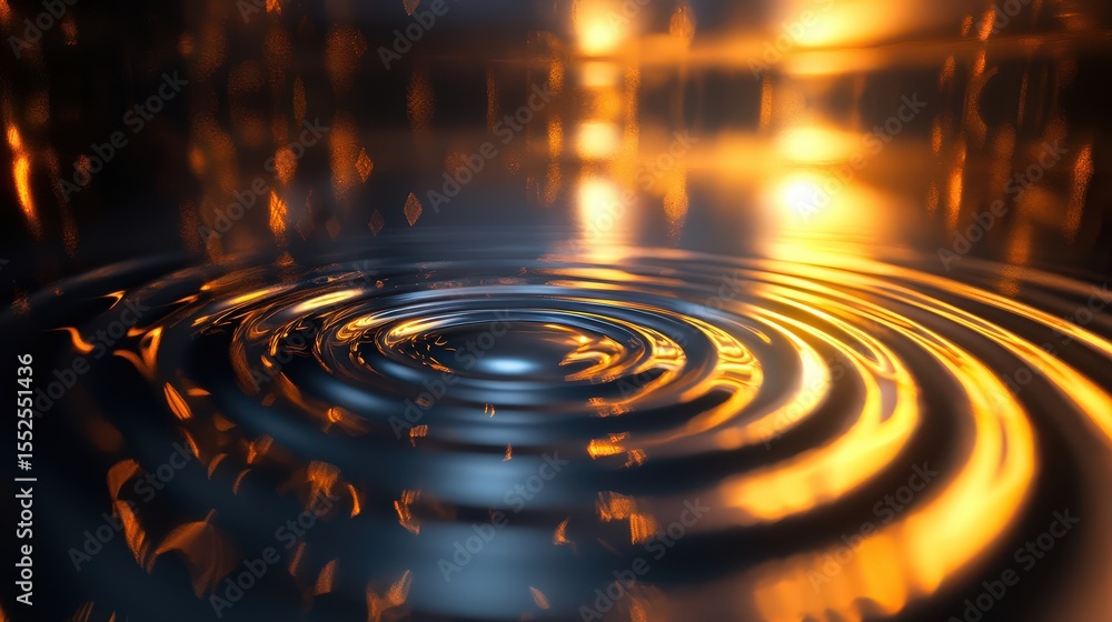 Poster Resonance visualization of glowing concentric waves in an abstract environment digital art concept dark background