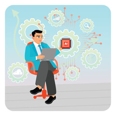 Businessman Exploring Artificial Intelligence Technology for Digital Innovation.