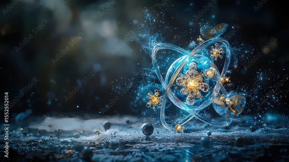 Poster Exploring atoms with hidden universes in science laboratory digital art abstract close-up quantum concepts