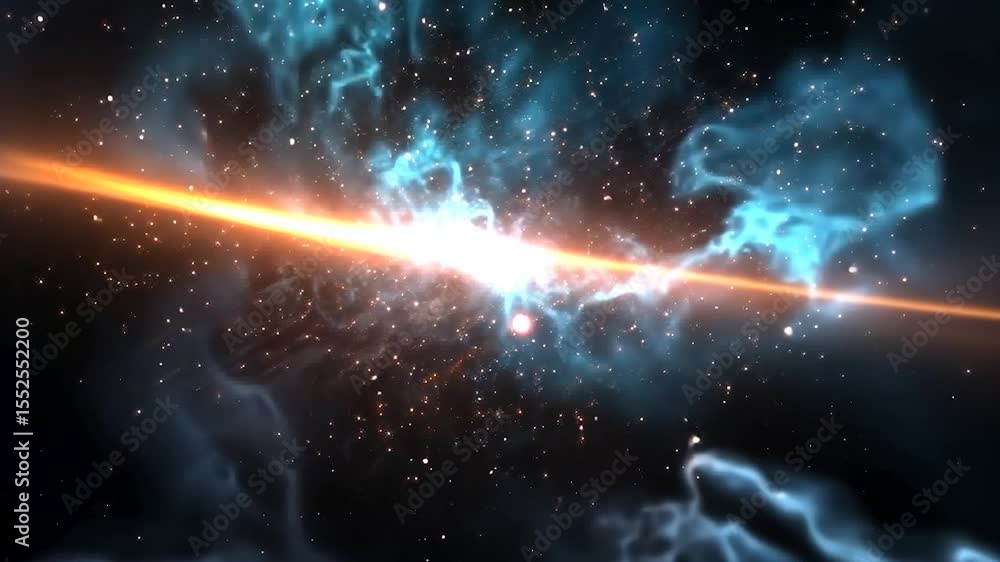 Poster Abstract Cosmic Landscape Displaying A Dynamic Light Burst And Celestial Nebulae