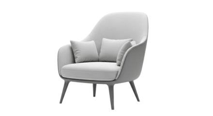 Modern Light Gray Armchair with Cushions in Minimalist Room
