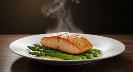 Sizzling Salmon with Steamed Asparagus: A Culinary Delight