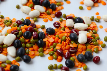 Colorful mixed beans and lentils, packed with plant-based protein and fiber