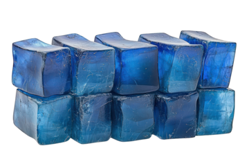 Blue cube stack with translucent crystalline surface