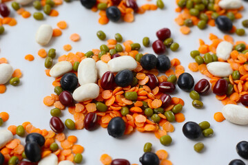 Colorful mixed beans and lentils, packed with plant-based protein and fiber