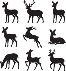 deer silhouettes vector