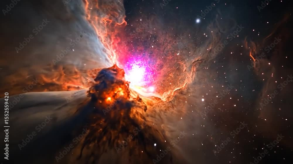 Poster majestic nebula display with cosmic dust and brilliant stars in deep space