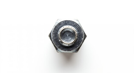 Gray hex nut close up