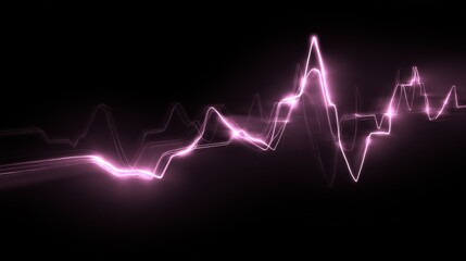 Fototapeta premium Pink Waveform Lines on Black Background