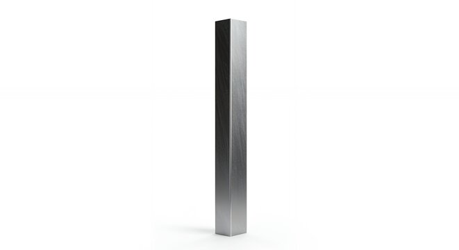 Metallic rectangular post on white background