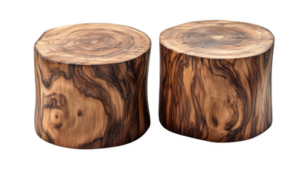 short wooden pedestal with natural grain on white background