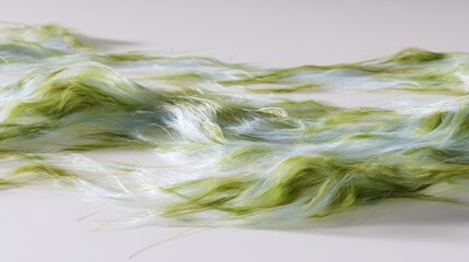 Obraz premium Green and White Strands on Light Surface