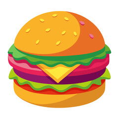 Vibrant Digital Painting of a Double Cheeseburger isolated on a transparent background