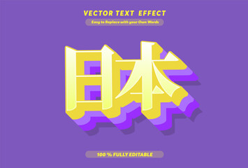 Editable text effect Japan Movie - Food - Drama 3d cartoon template style premium vector.	