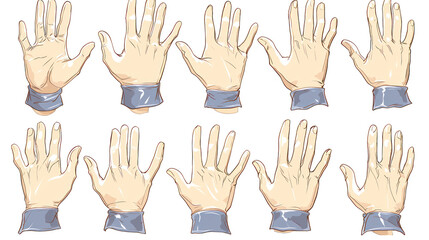 Obraz premium Cartoon open palms, variety of hand positions