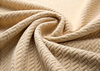 Soft Ripple Beige Knit Fabric Texture Background
