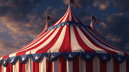 USA Tent, Independence Day of America, USA, 3d rendering,4 July , USA
