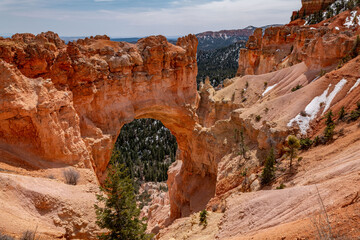 Natural Bridge, Bryce Canyon National Park, Utah. Claron Formation,  (Tcp) Pink member; mudstone,...