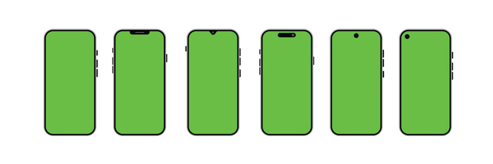 Smart Mobile Phone Icon Set – Vector Smartphone Icons for UI, App, Web, and Device Interface Design.